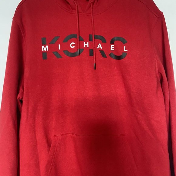 Michael Kors Red Logo Hooded Pullover Front Pocket Long Sleeve L NWOT - Picture 3 of 4
